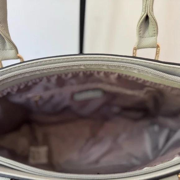 Gray Satchel with Gold Accents and Structured Design - Picture 8 of 11